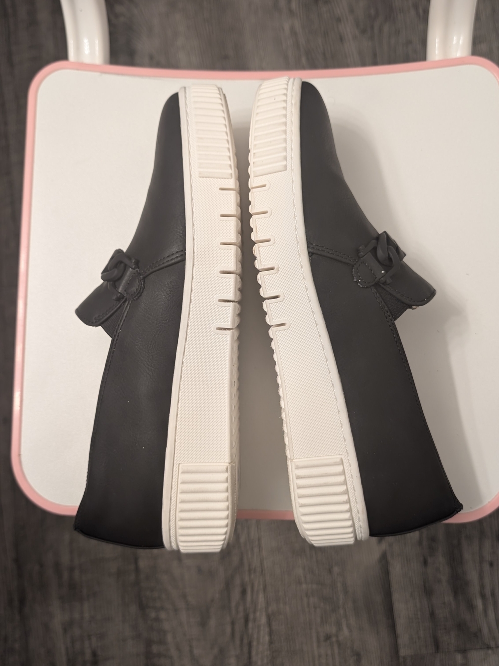 Women's Black Slip-On Loafers with White Platform
